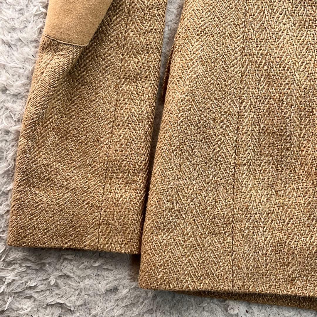 POLOラルフローレン ヘリンボーン 肘パッチ 麻 絹テーラードジャケットM位