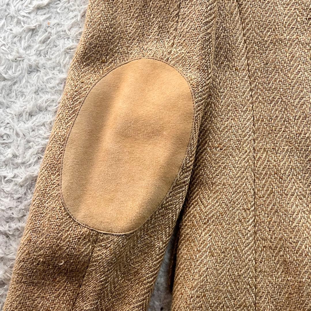 POLOラルフローレン ヘリンボーン 肘パッチ 麻 絹テーラードジャケットM位