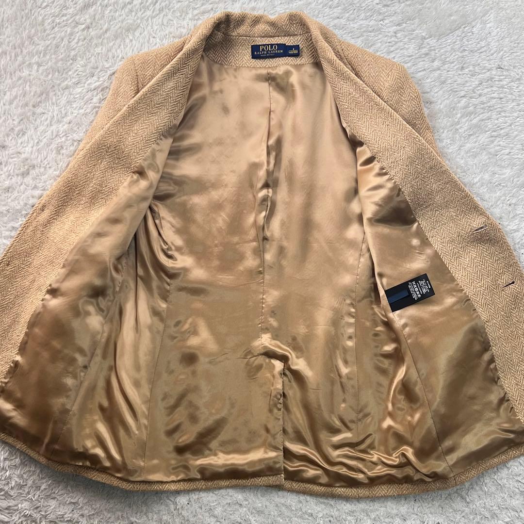 POLOラルフローレン ヘリンボーン 肘パッチ 麻 絹テーラードジャケットM位