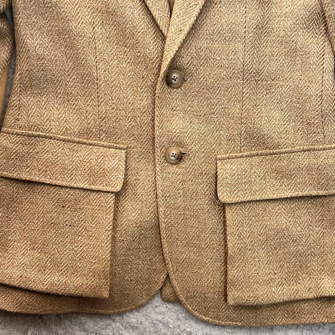 POLOラルフローレン ヘリンボーン 肘パッチ 麻 絹テーラードジャケットM位