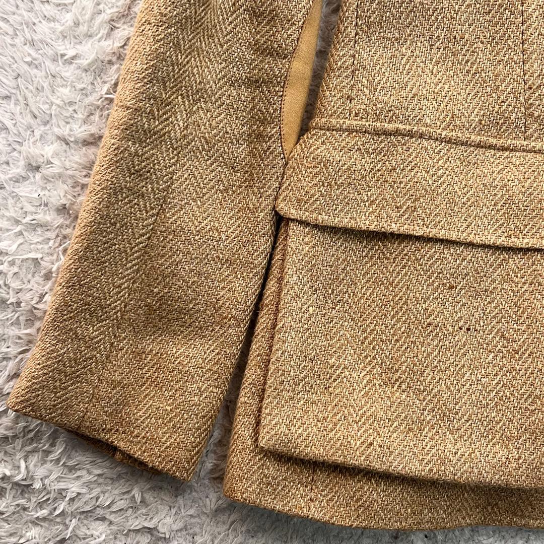 POLOラルフローレン ヘリンボーン 肘パッチ 麻 絹テーラードジャケットM位