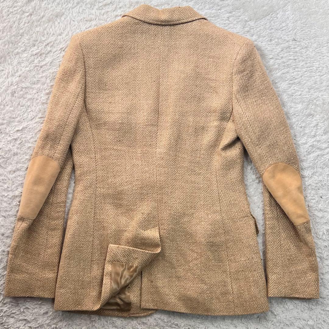 POLOラルフローレン ヘリンボーン 肘パッチ 麻 絹テーラードジャケットM位