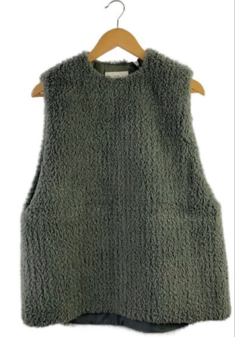 HYKE ハイク　エコファー　フェイクファー　ベスト　カーキグレー　サイズ01
