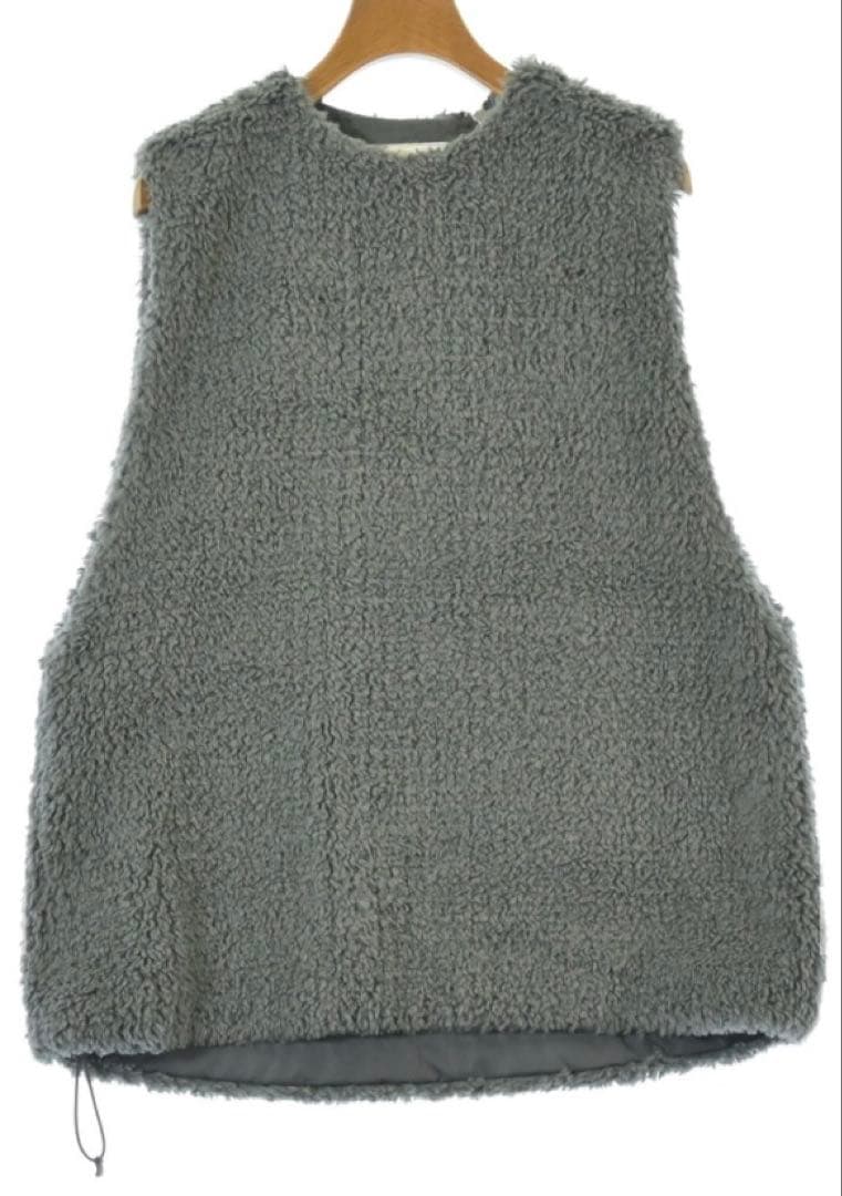 HYKE ハイク　エコファー　フェイクファー　ベスト　カーキグレー　サイズ01