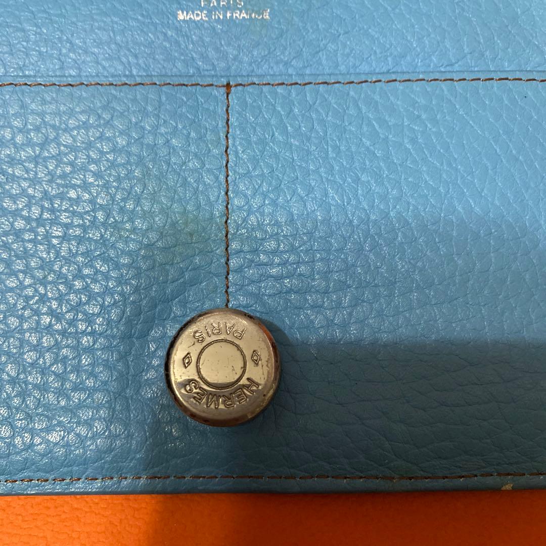 最終値引 HERMÈS (エルメス)ドゴン水色 レザー 長財布 箱付き