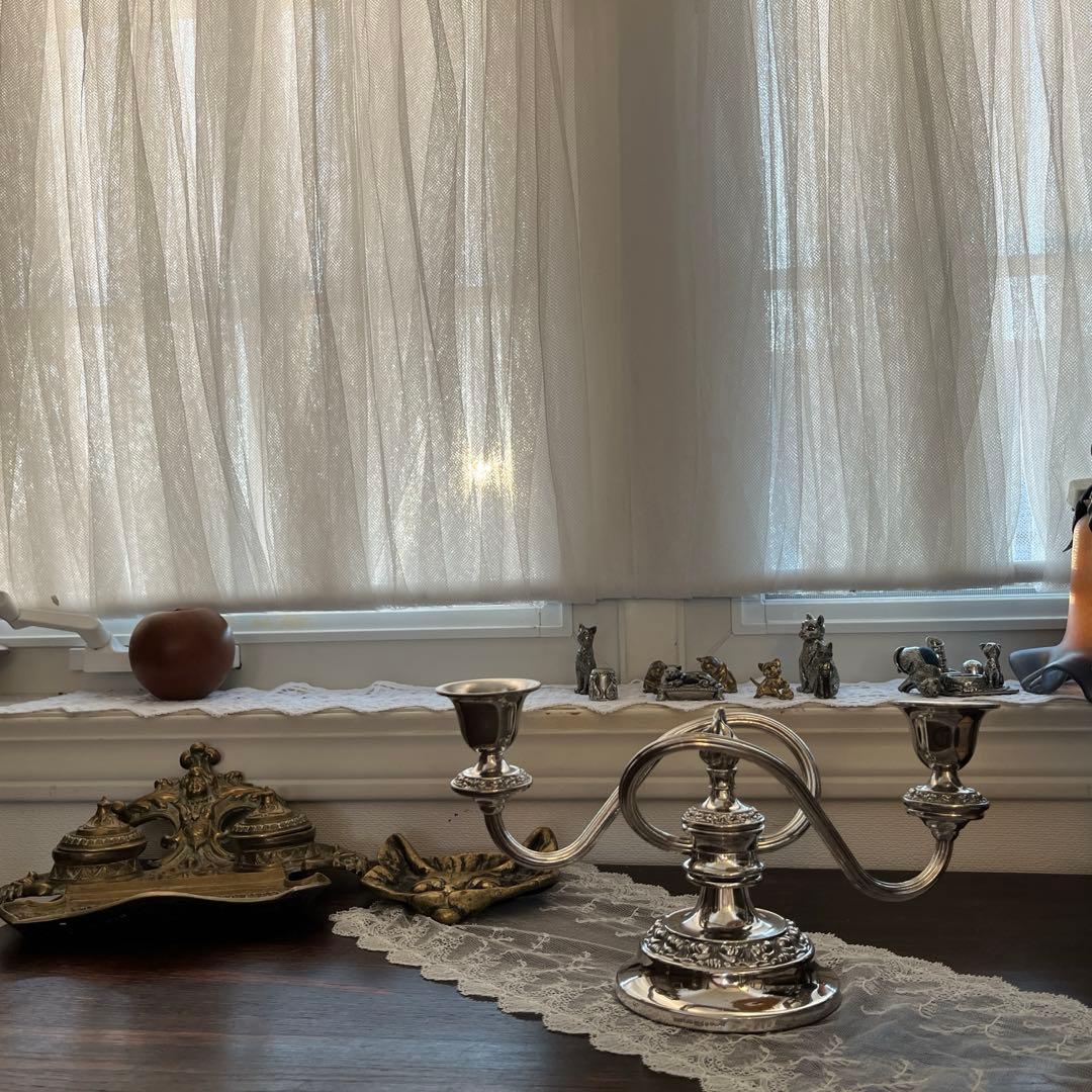 UK イギリス シルバープレート 燭台 キャンデラブラ 優雅 二灯