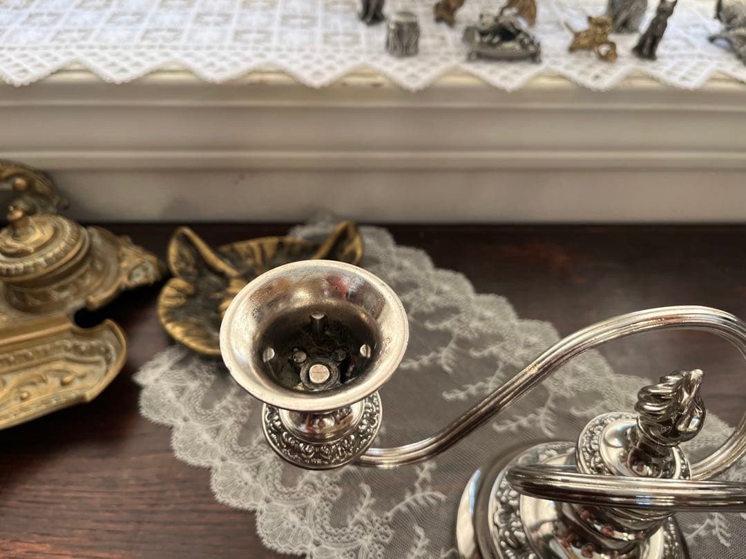 UK イギリス シルバープレート 燭台 キャンデラブラ 優雅 二灯