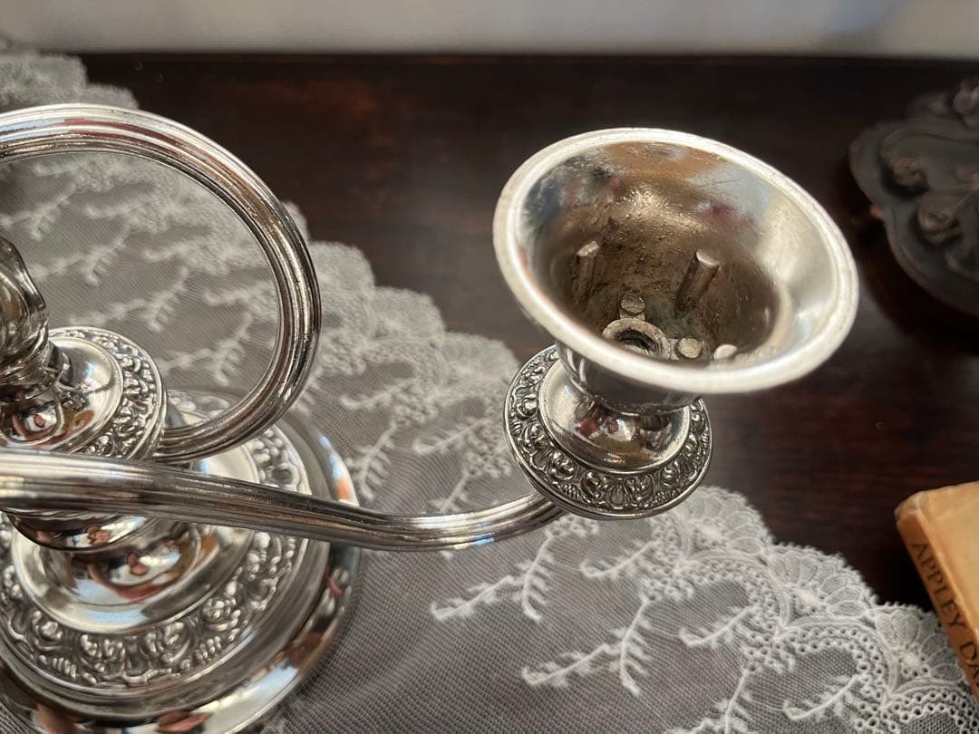 UK イギリス シルバープレート 燭台 キャンデラブラ 優雅 二灯