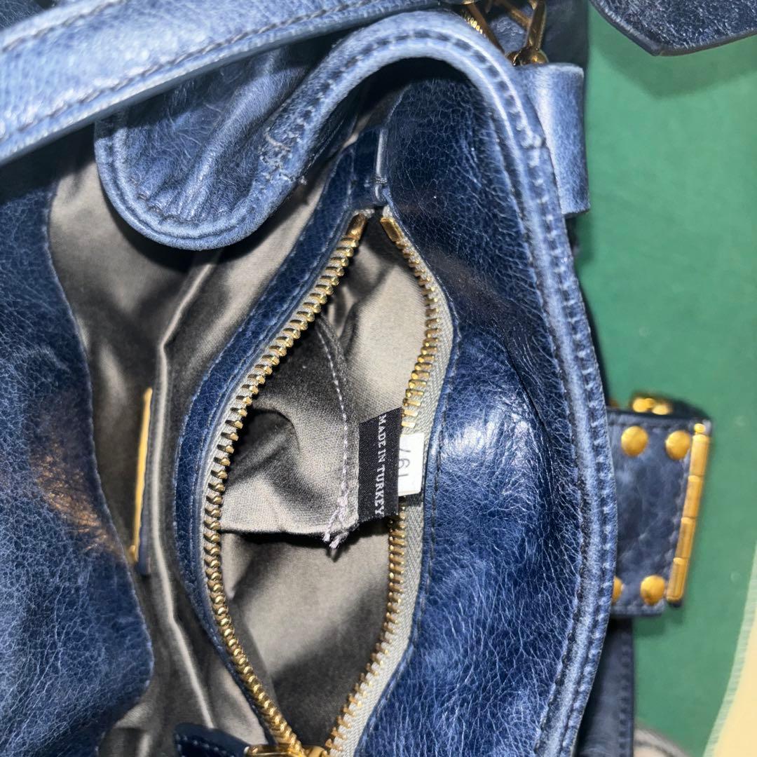 miu miu VITELLO LUX ハンドバッグ 2way リボン ブルー