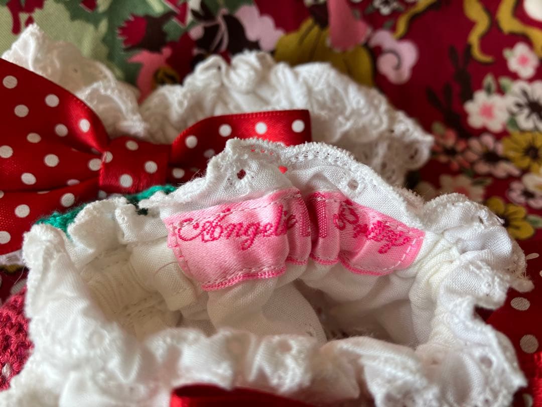 Angelic Pretty｜麦わらミニハット＋お袖留　いちごセット　赤