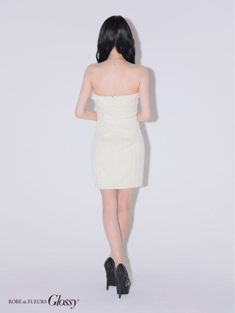 新品　新作　robe de fleurs glossy ドレス　S アイボリー