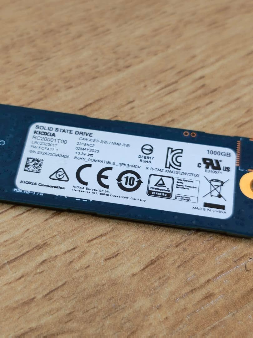 KIOXIA キオクシア NVMe SSD 新品ヒートシンク 1TB 2280