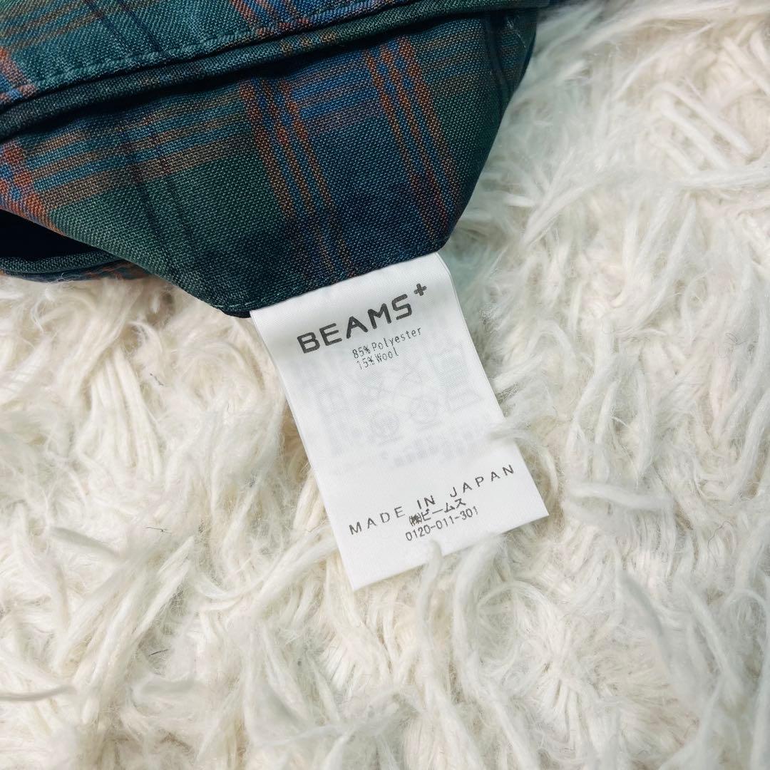 BEAMS+ 2tuck Trousers マドラスチェック×転写プリント S
