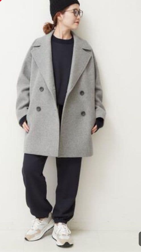 スピックアンドスパン Wメルトン Pコート グレー 36