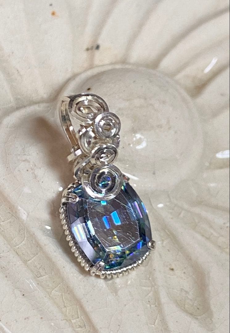 ハンドメイドペンダントトップ⭐︎チタニア(合成ルチル) ブルー