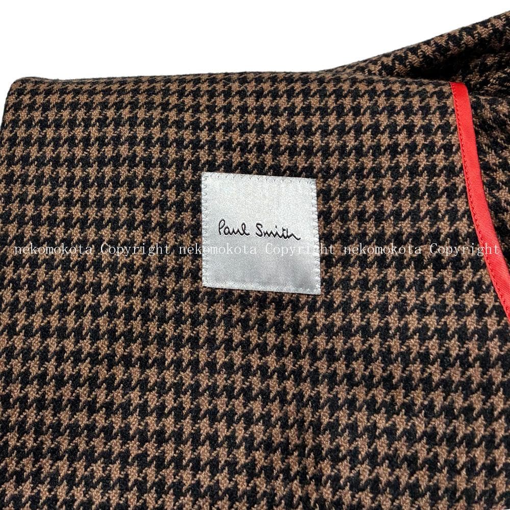 ポールスミス ウール キャメル 千鳥柄 ダブル テーラード ジャケット M