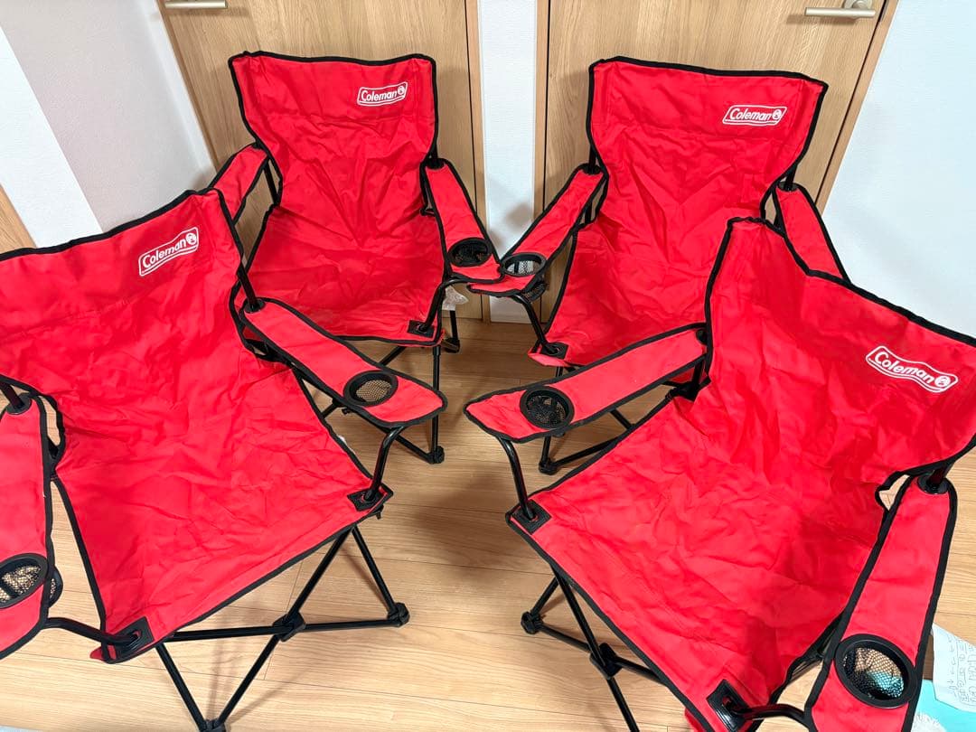 Coleman 折りたたみチェア 4脚セット 赤