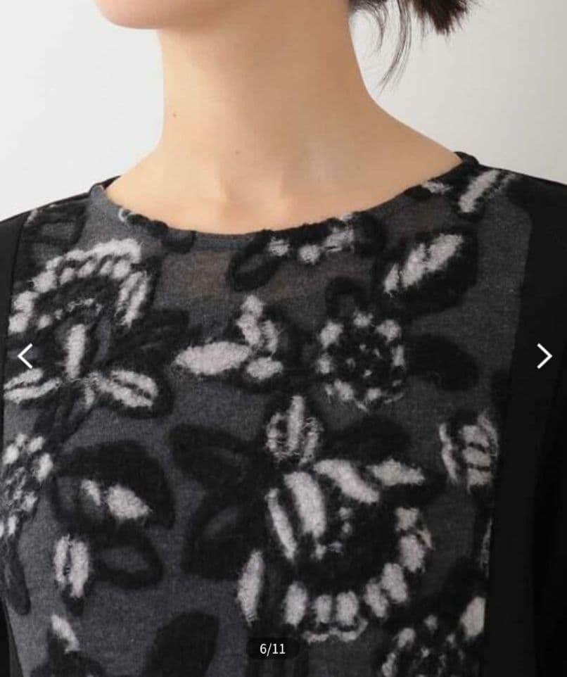 HIROKO BIS【日本製】フラワージャガード切り替えワンピース size9