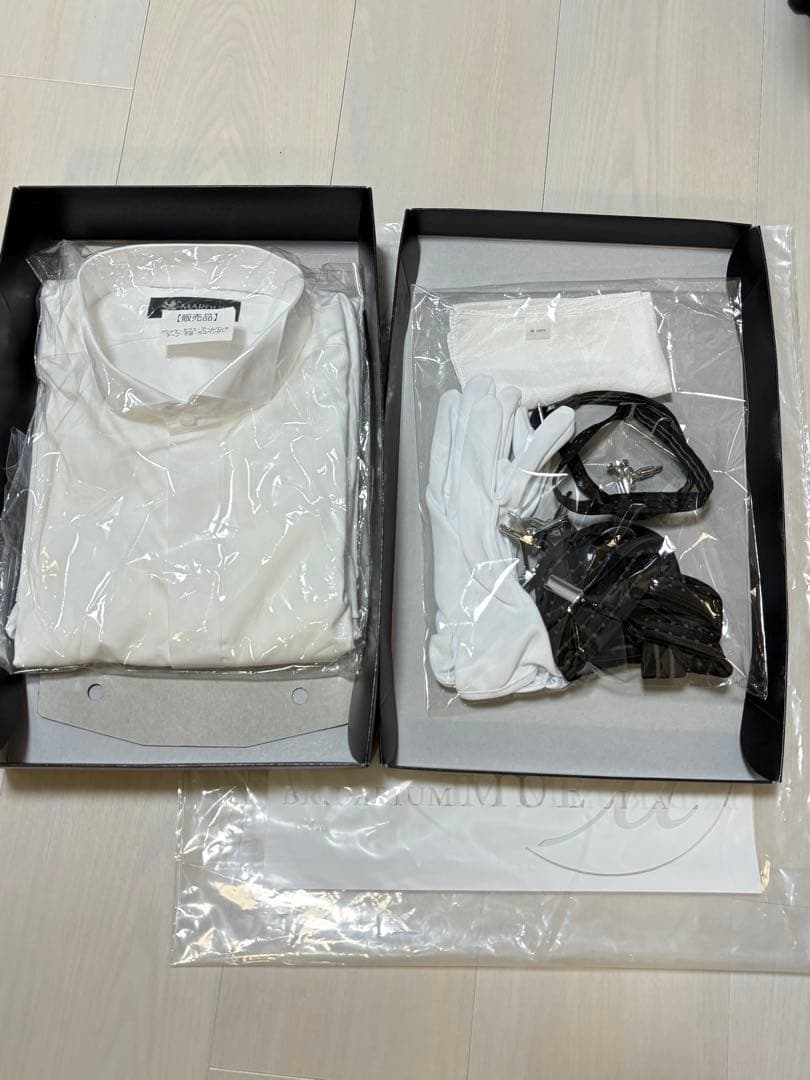 新郎小物セット　ブライダルミューMARQUIS シャツ サスペンダーセットL