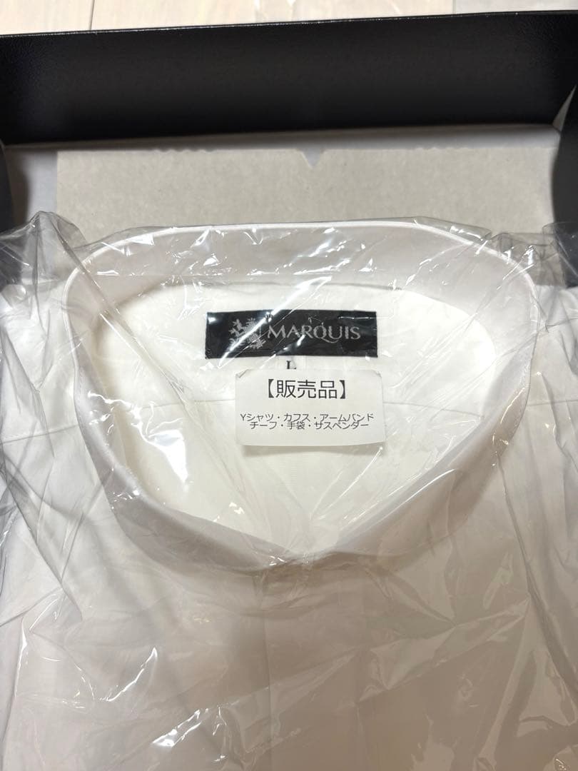 新郎小物セット　ブライダルミューMARQUIS シャツ サスペンダーセットL