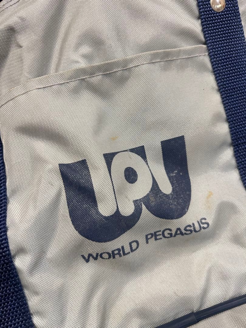 【お値下げ】旧ワッペ　WORLD PEGASUS グレー スクールバッグ