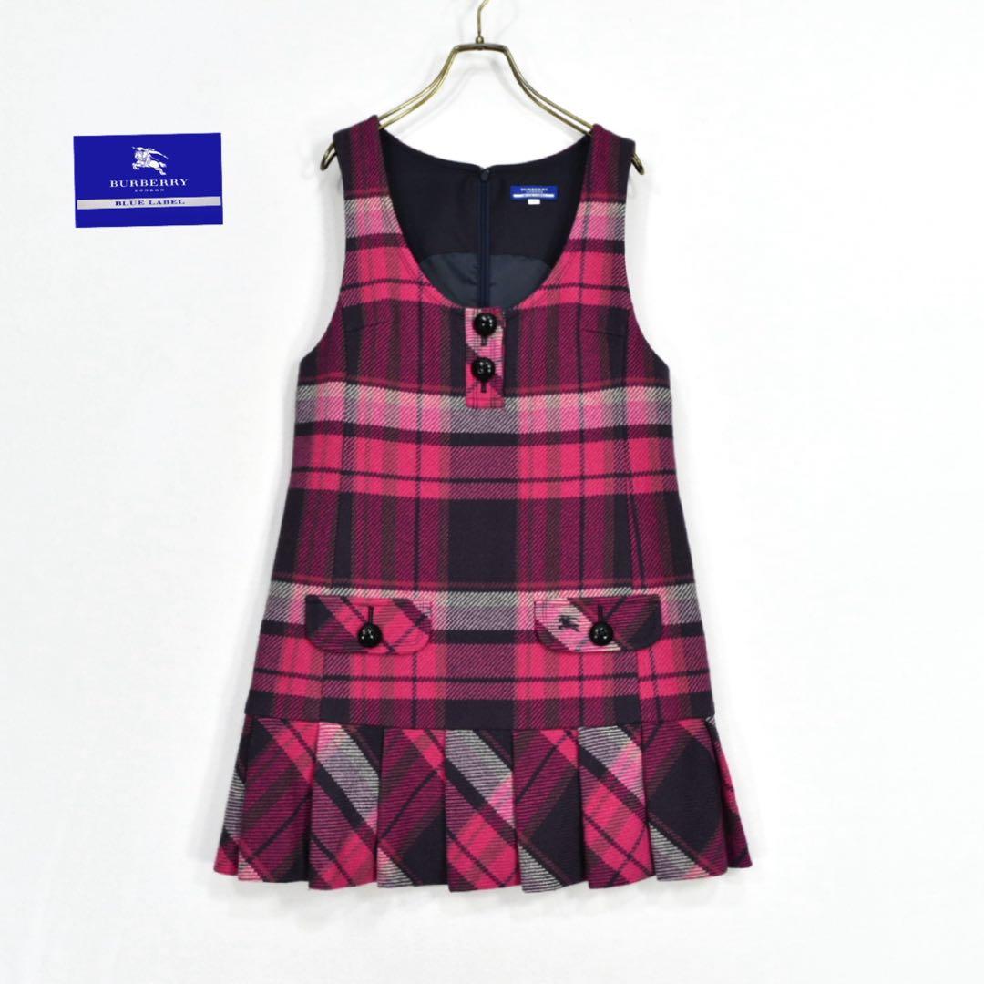 バーバリーブルーレーベル　ジャンパースカート　ワンピース　ピンクノバチェック