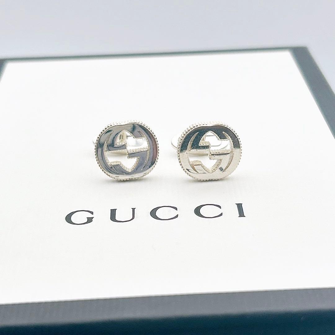 2478-2 美品✨GUCCI カフス　インターロッキング　シルバー925