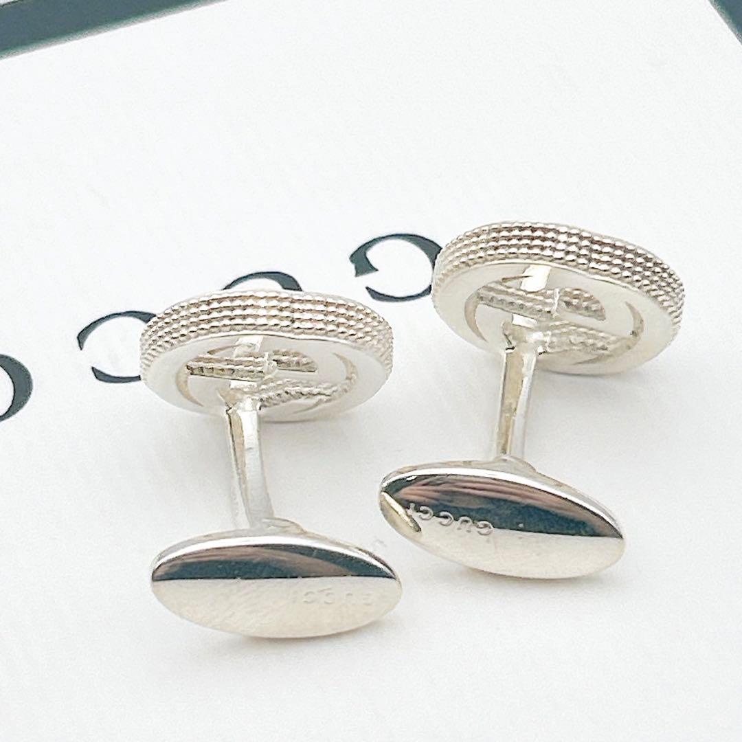 2478-2 美品✨GUCCI カフス　インターロッキング　シルバー925
