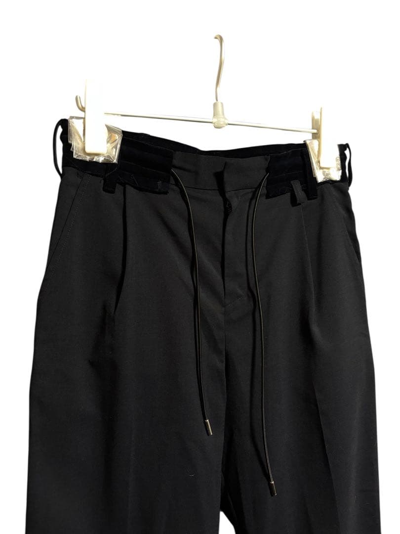 sacai 21SS ベロア切替 スーチングパンツ 1 濃紺 裾ドローコード