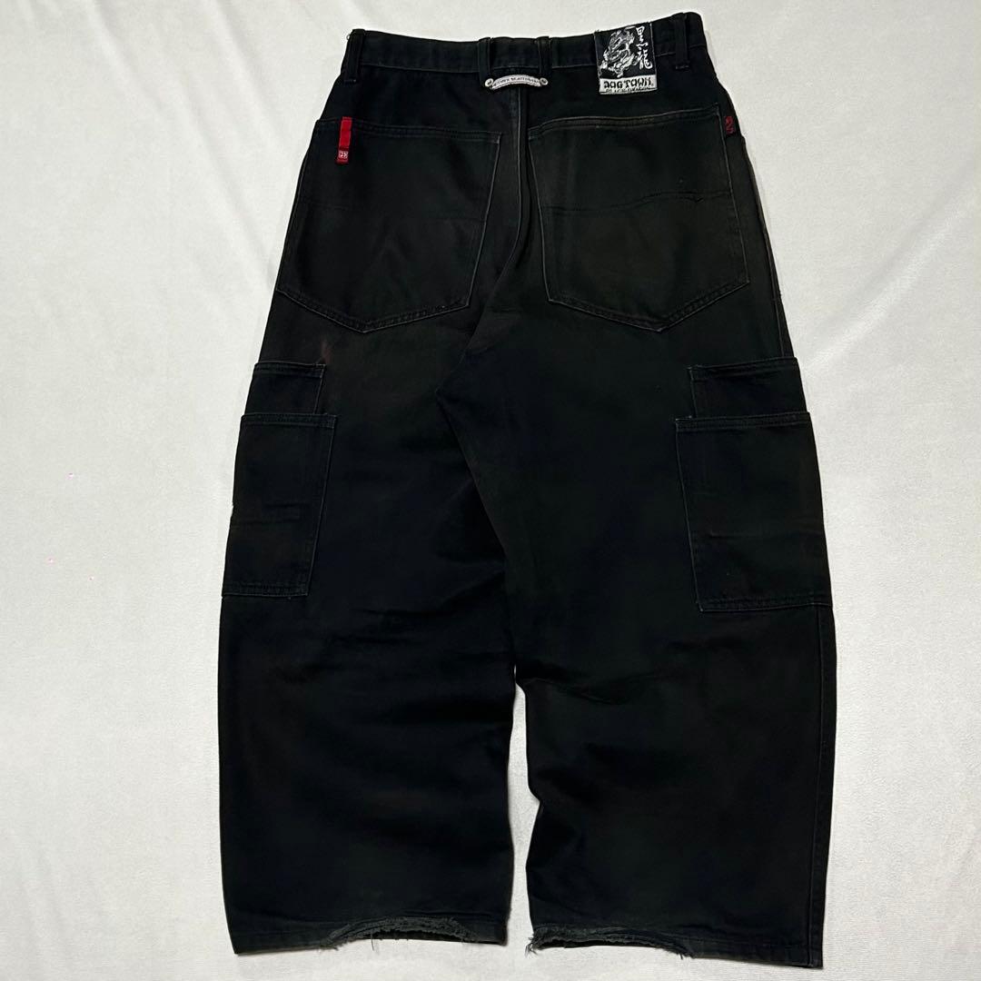 00s DOGTOWN サンフェード ブラック デニム カーゴ バギーパンツ