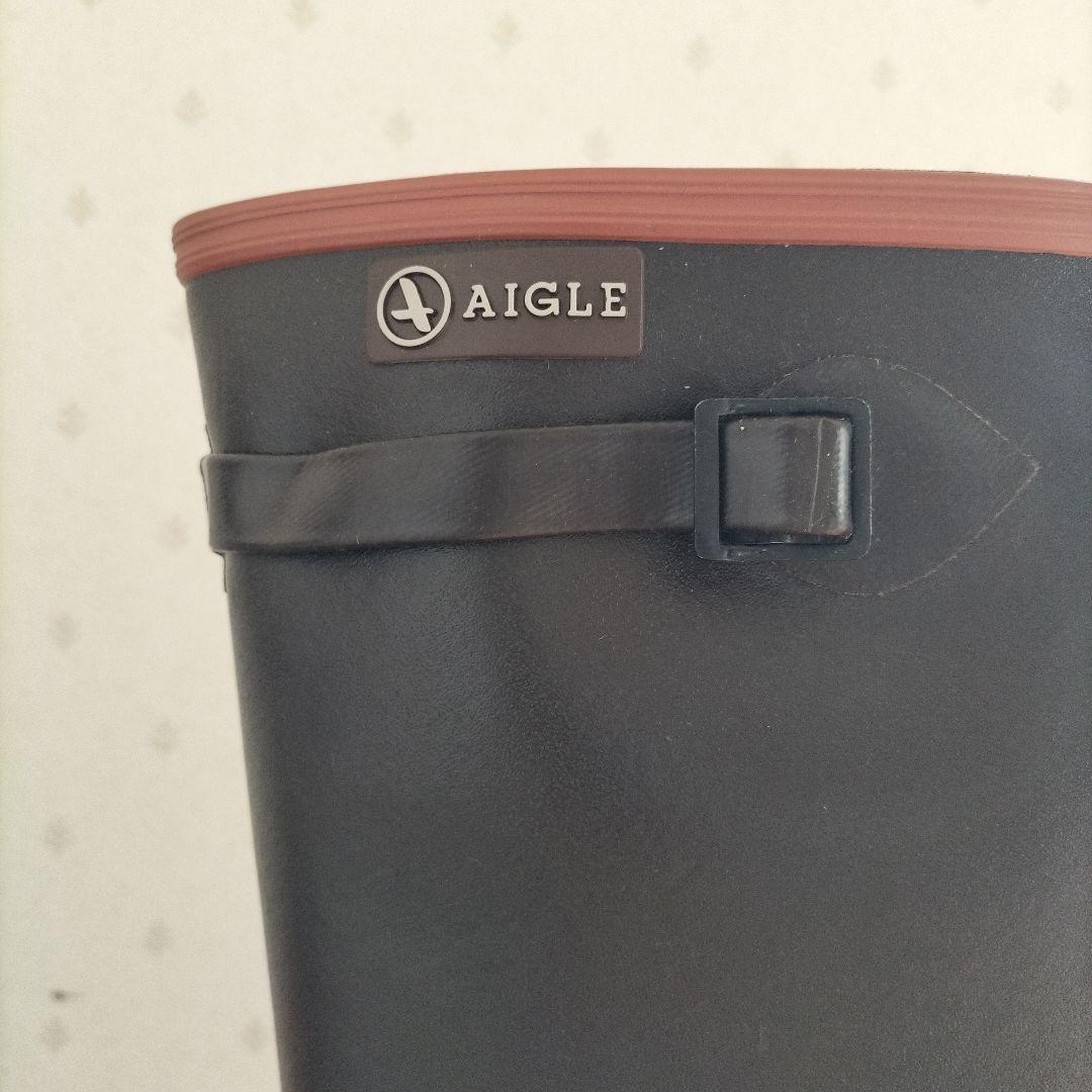 AIGLE ダークブラウン ロングレインブーツ