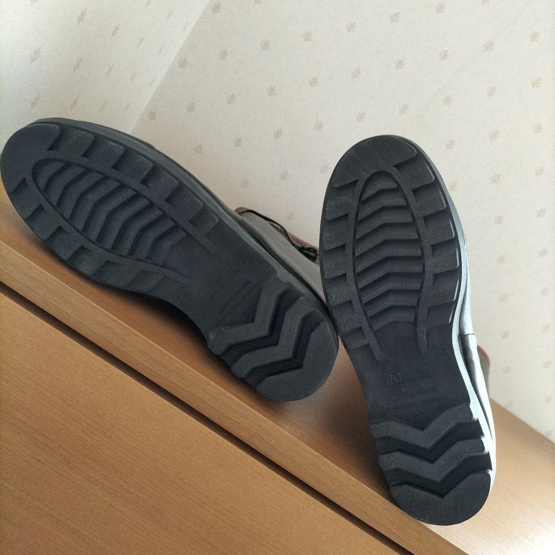 AIGLE ダークブラウン ロングレインブーツ