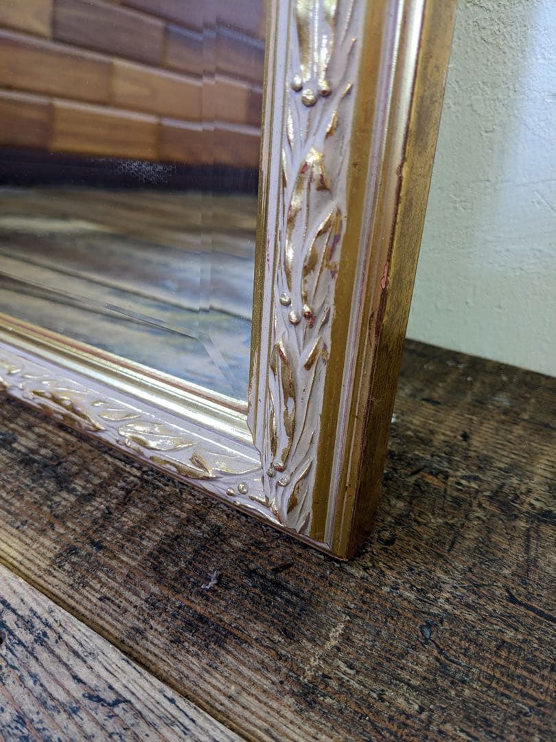 【なりちさ】ギルドなヴィンテージスリムミラー ゴールド 姿見 全身鏡