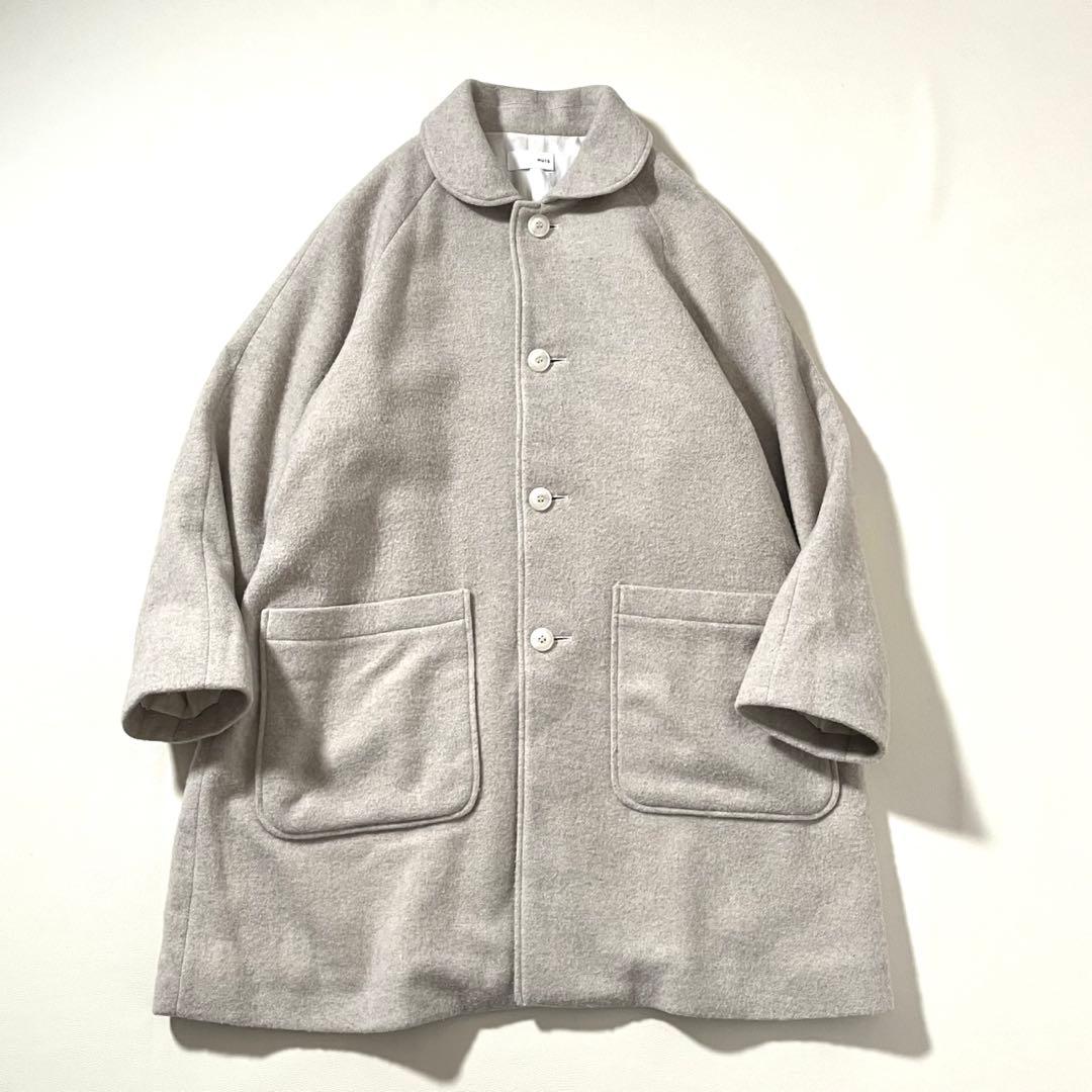 【美品】HUIS./ハウス 遠州織物　縮絨ウール フランネル ミドル コート