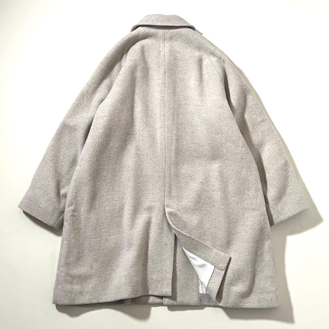 【美品】HUIS./ハウス 遠州織物　縮絨ウール フランネル ミドル コート