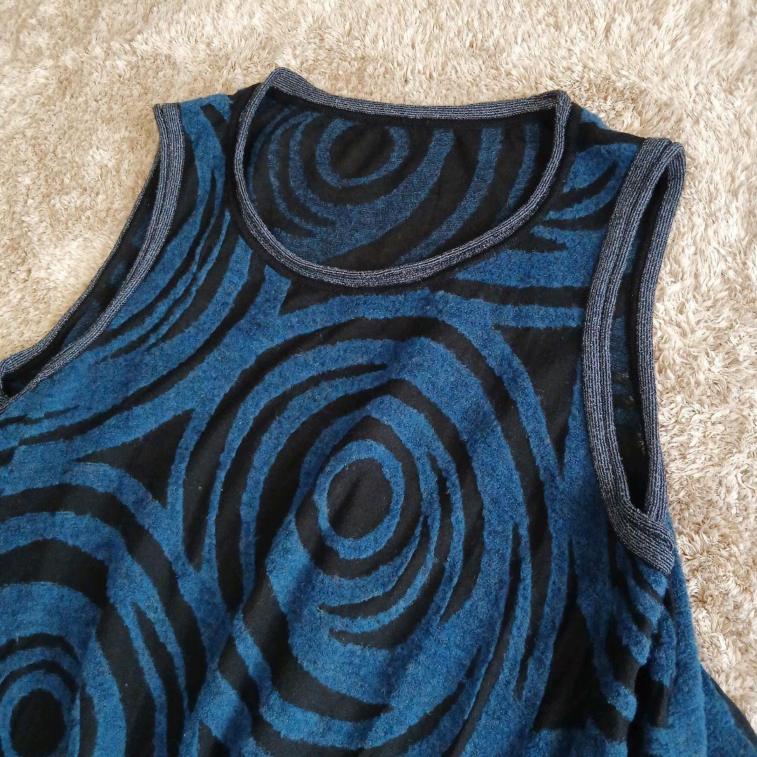 慈雨 センソユニコ ニット チュニック 変形 ジャガード ウール　渦巻　柄