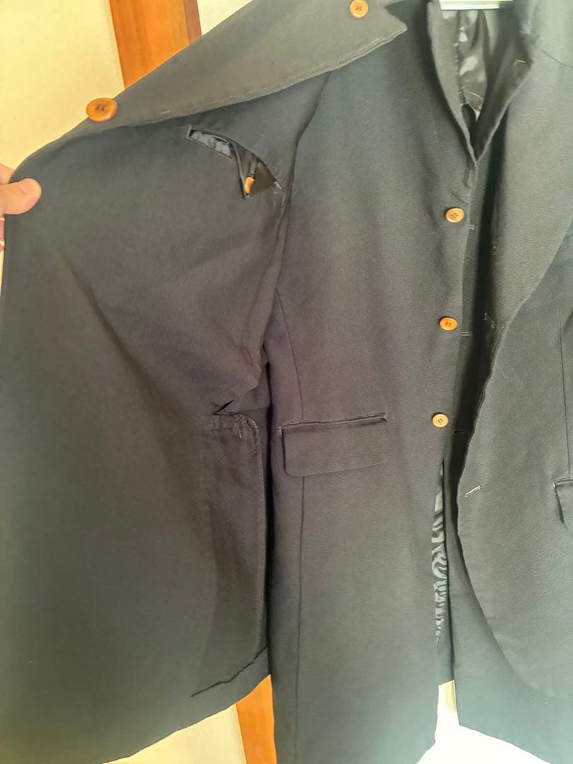 専用！！ノーカラー黒ジャケット オレンジボタン付き