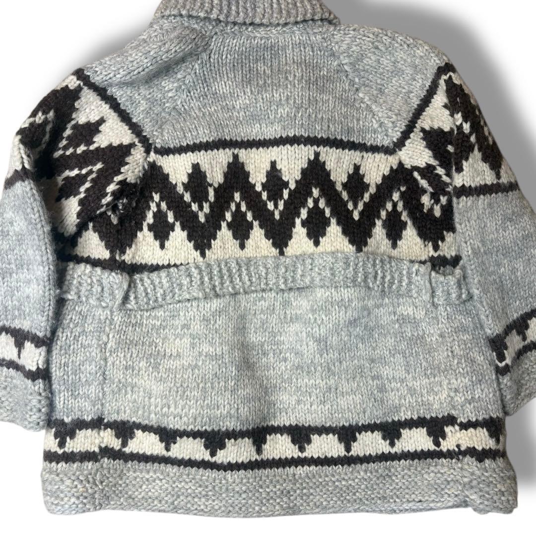 XL位 カウチンニット カウチンガウン ノルディク柄 肉厚 グレー カーディガン