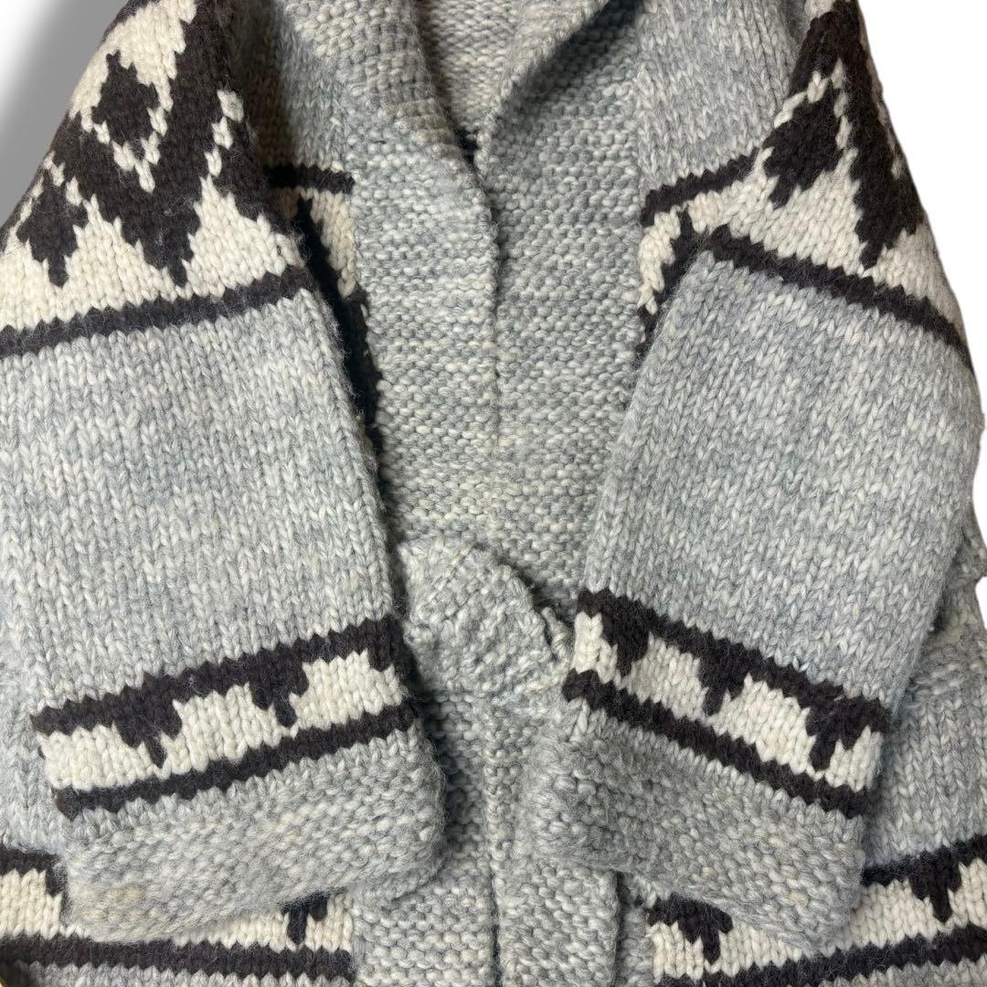 XL位 カウチンニット カウチンガウン ノルディク柄 肉厚 グレー カーディガン