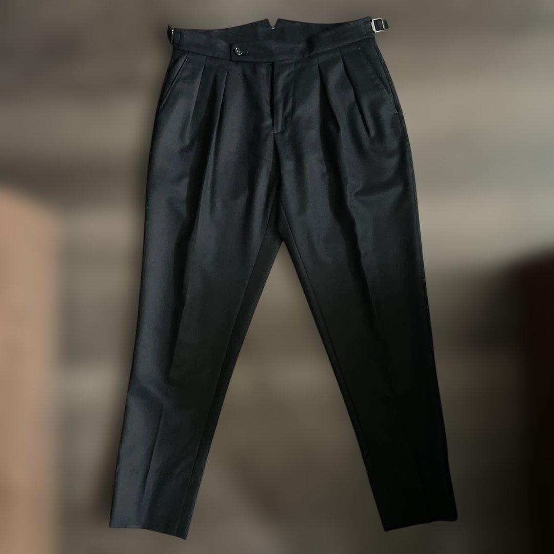 BERWICH ベルウィッチ スコッチ ウール 2プリーツ パンツ（ブラック）