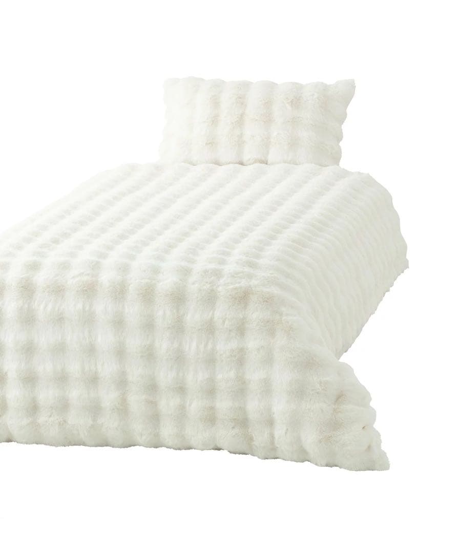 新品 Francfranc ポコモコファー 掛け布団カバー シングルホワイト