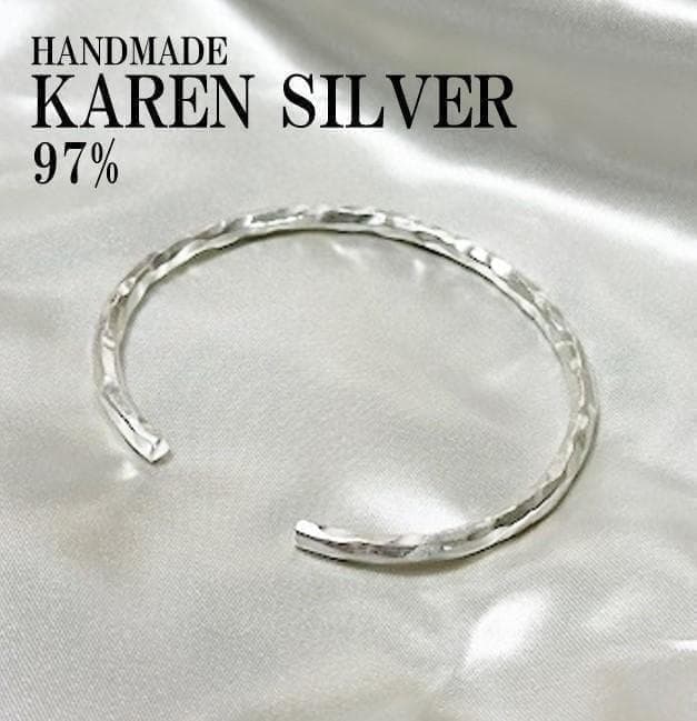 シルバーバングル カレンシルバー ハンドメイド タイシルバー 純銀 #24
