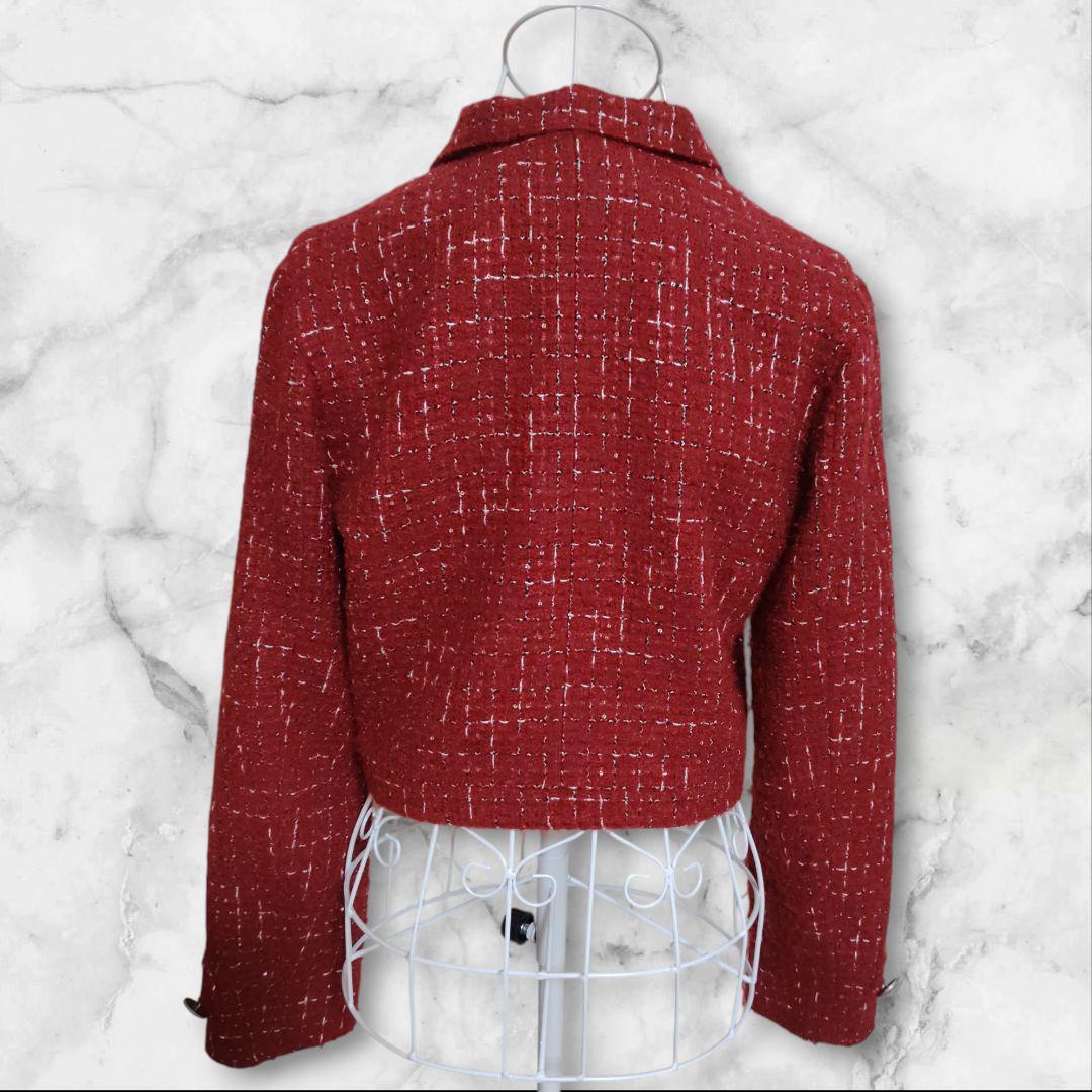 Darich ダーリッチ ツイードチェックショートジャケット ボルドー BRD