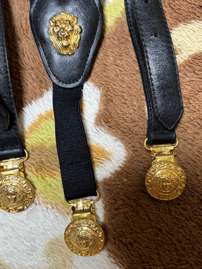 レザーサスペンダー 黒 VERSACE