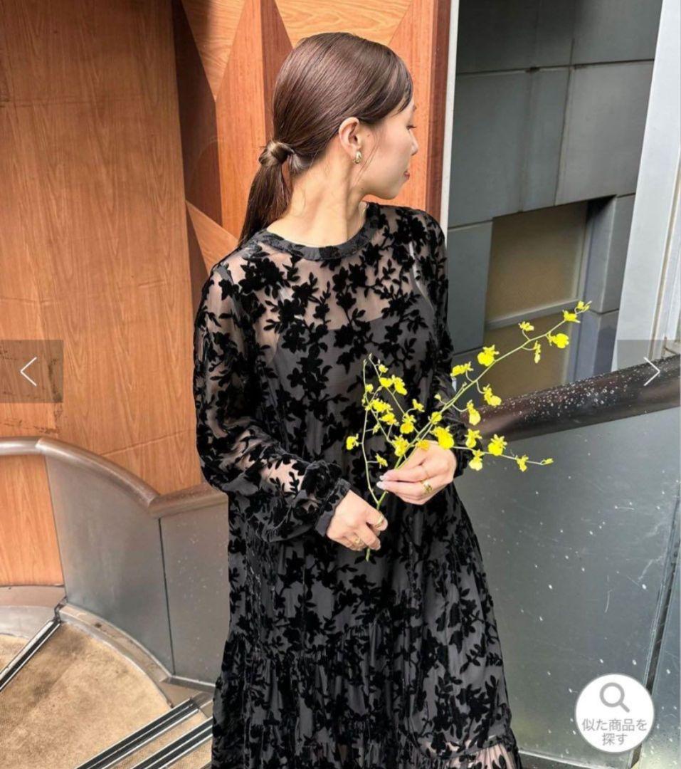 【新品タグ付き】チャオパニック　前後2WAY ベロアフラワーティアードワンピース