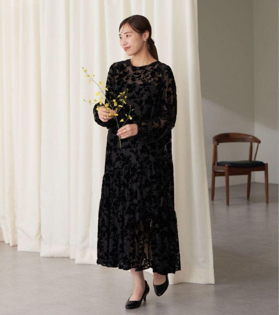 【新品タグ付き】チャオパニック　前後2WAY ベロアフラワーティアードワンピース