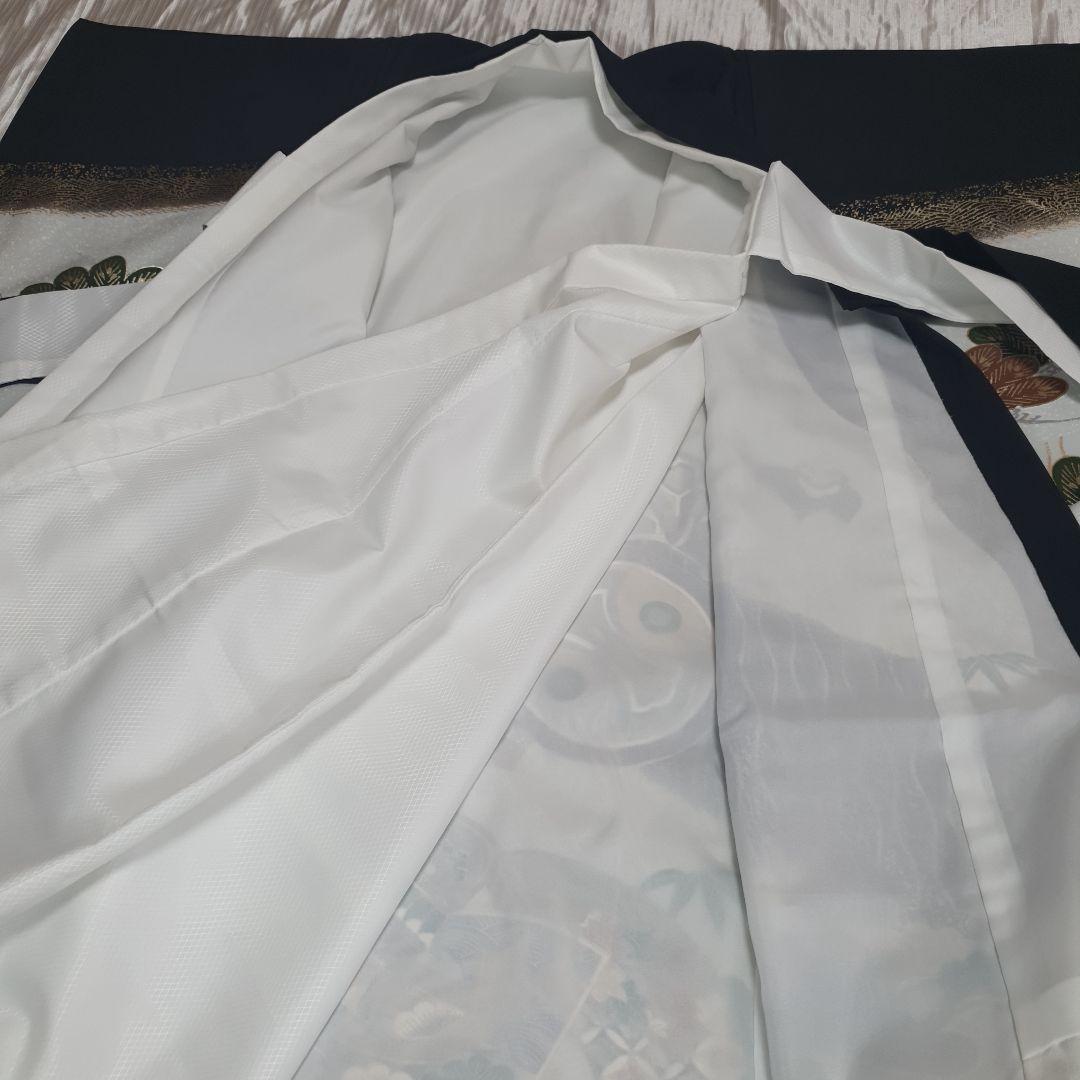 お宮参り　男の子一つ身着物　産着　鎧兜　黒、オフホワイト