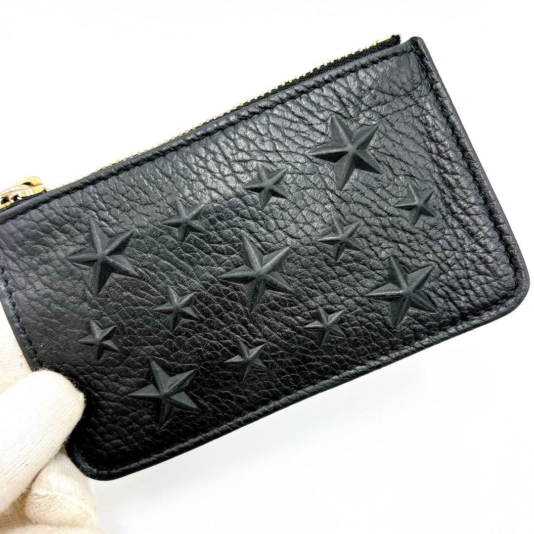 極美品＊ジミーチュウ スターエンボス レザー ケース キーケース ブラック