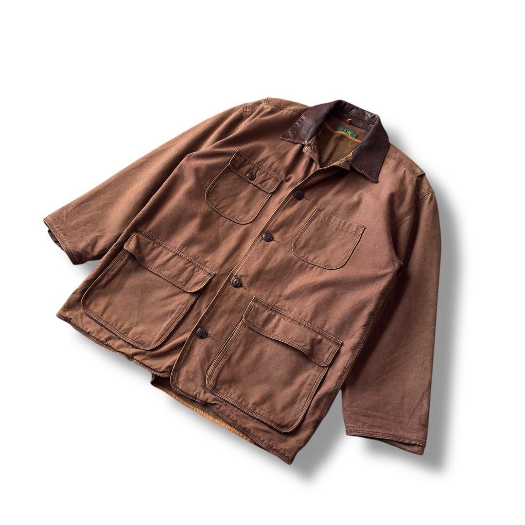［襟レザー］90s J.CREW“カバーオール“ライナー付き ジャケット