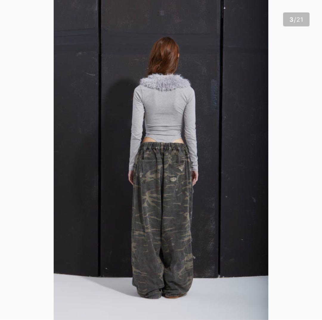 GATELESS 迷彩 ダメージ加工 カーゴパンツ